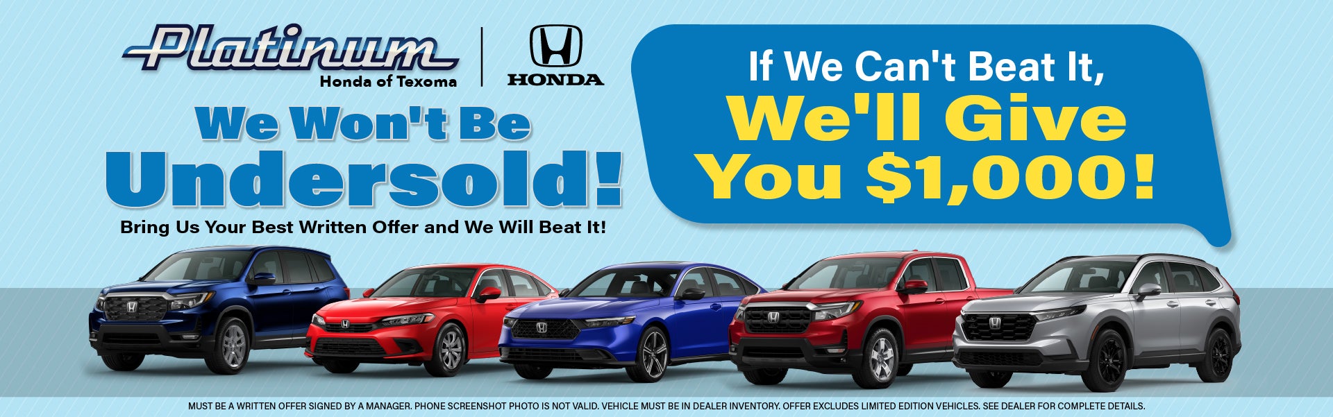 We Won't Be Undersold!