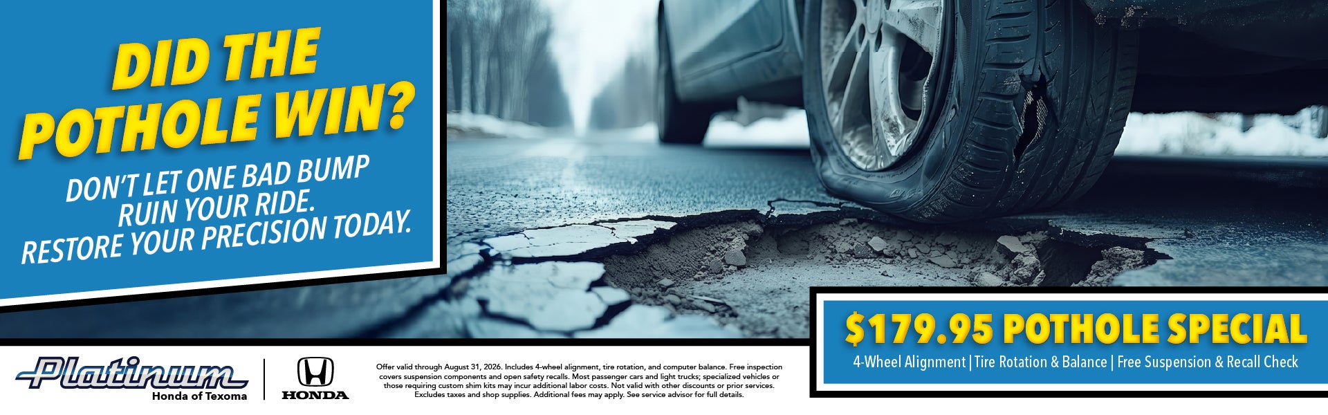 $179.95 POTHOLE SPECIAL!